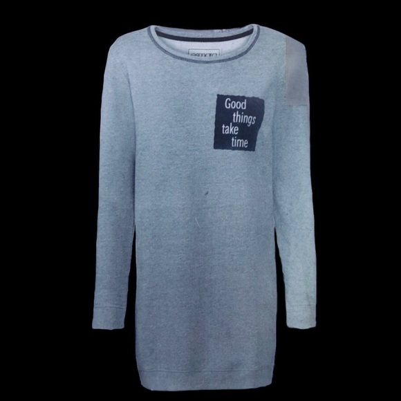 Dresses & Skirts - $10 “Good Things Take Time” Sweatshirt Nightshirt Sweater Dress Gray Soft Jersey